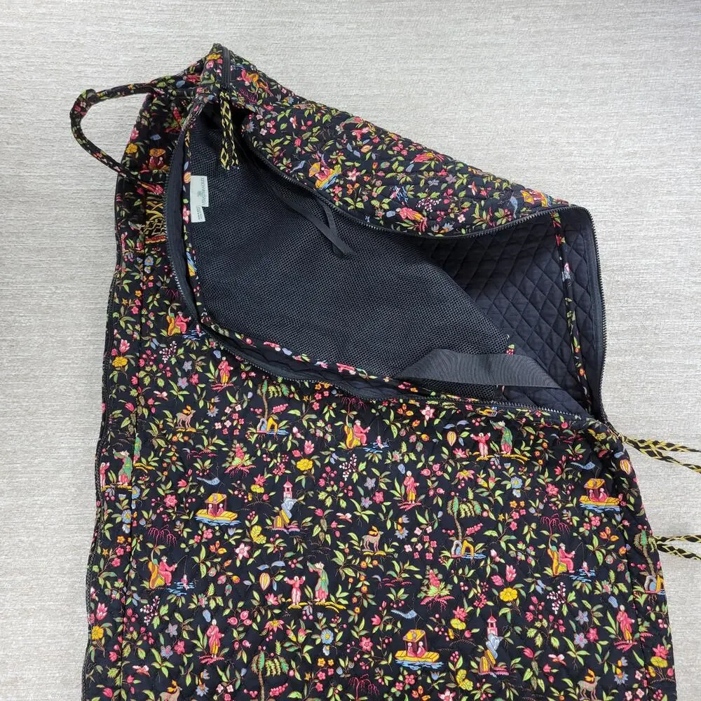 Vera Bradley Ming Garment Bag Black Quilted Floral Asian Travel Luggage Carry On